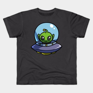 Alien Green UFO Kids T-Shirt